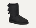 Cizme tip UGG cu fundițe decorative – Negru clasic